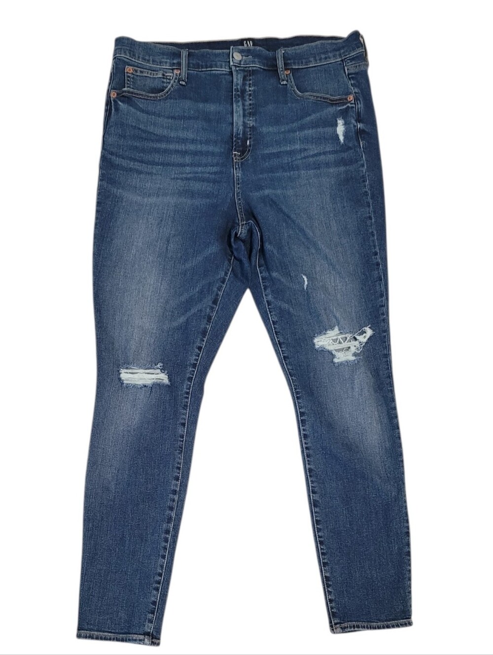 GAP 1969 Dark Wash True Skinny Distrssed Jeans